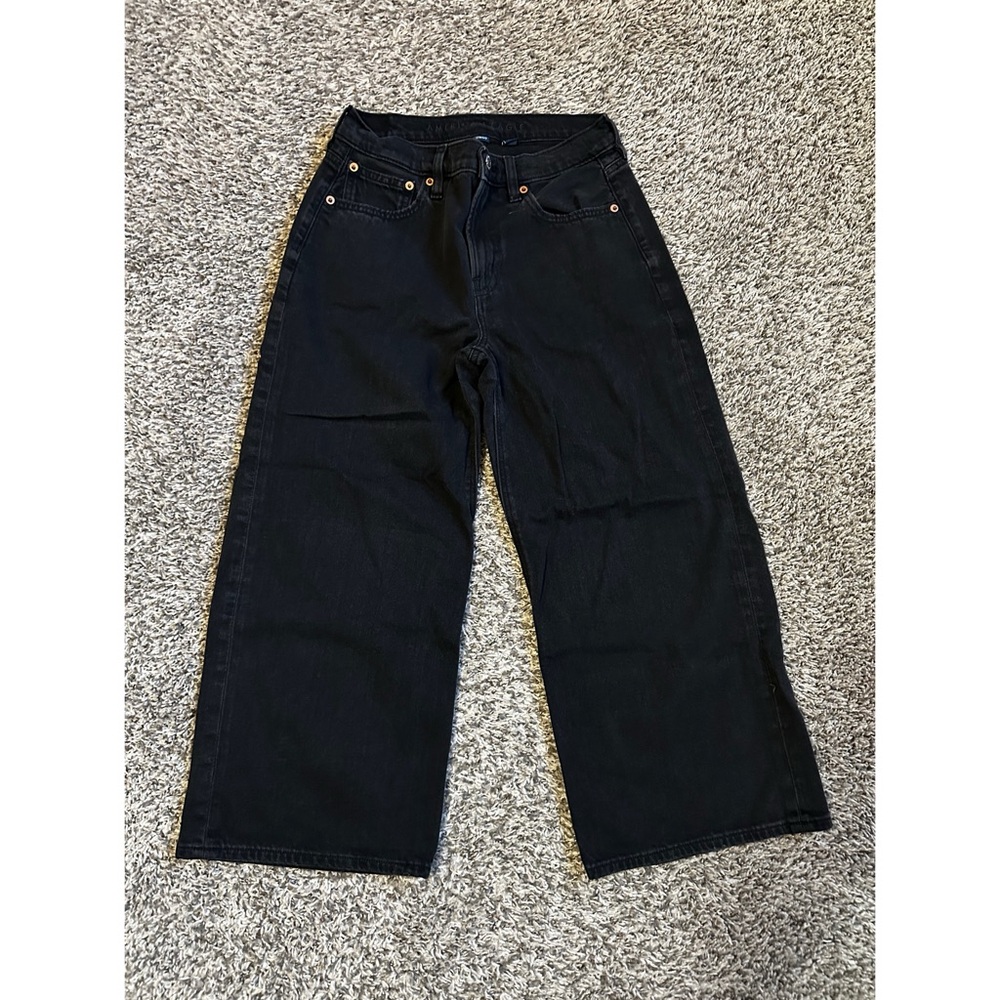 American Eagle Outfitters Black Wide-Leg Ankle Jeans